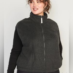 NWT OLD NAVY ACTIVE Size 3X Charcoal Gray Full Zipper Fleece Vest Cozy Casual